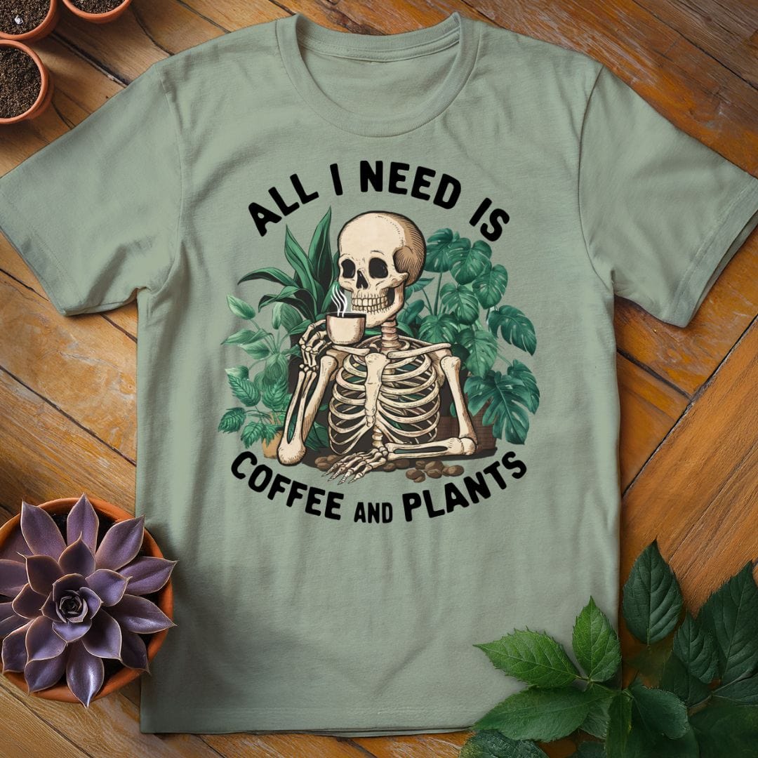 All I Need is Coffee and Plants Tee T-Shirt Sage / XL