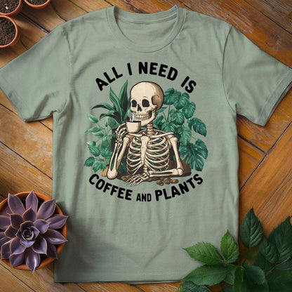 All I Need is Coffee and Plants Tee T-Shirt Sage / XL