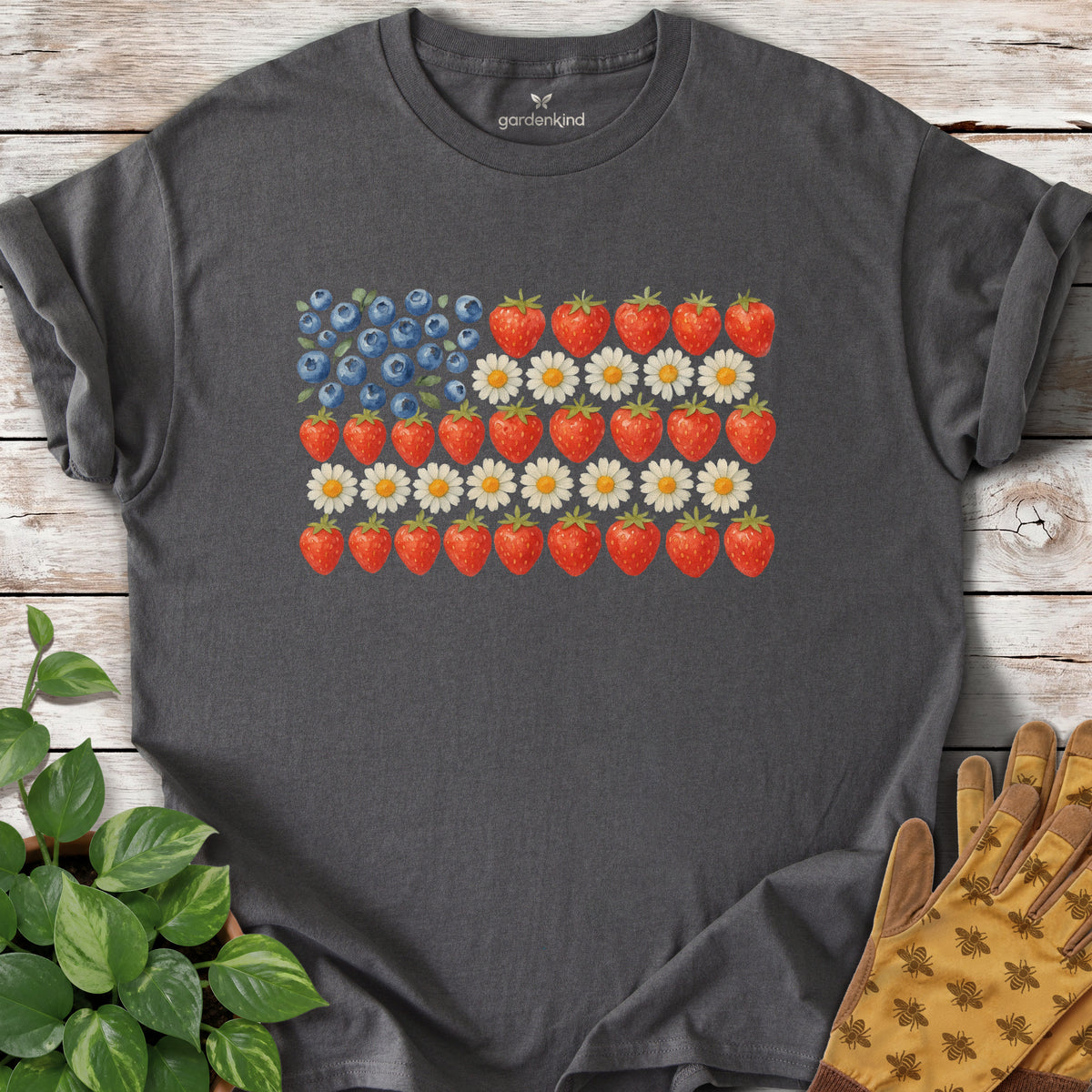 American Flag Tee, Charcoal