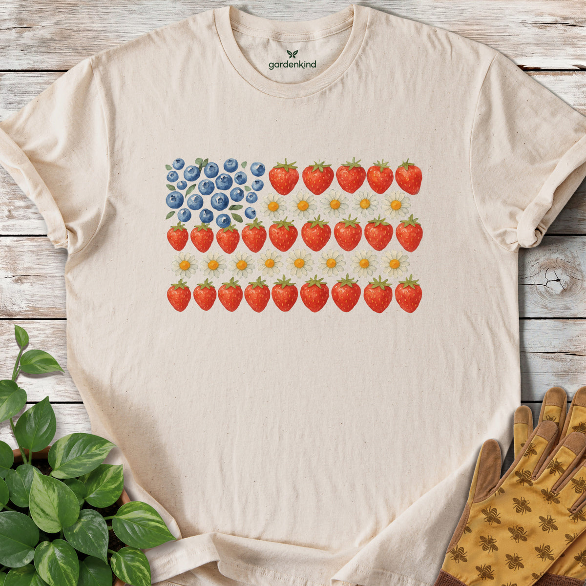 American Flag Tee, Natural