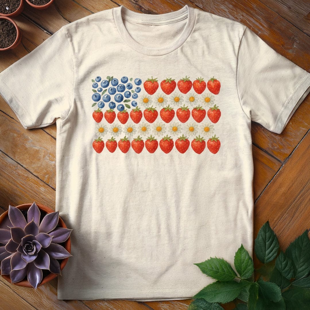 American Flag Tee T-Shirt Natural / S