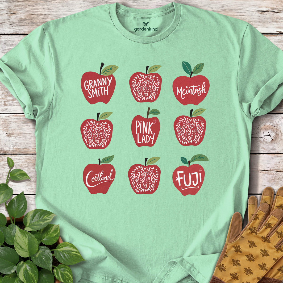 Apples Tee, Mint Green