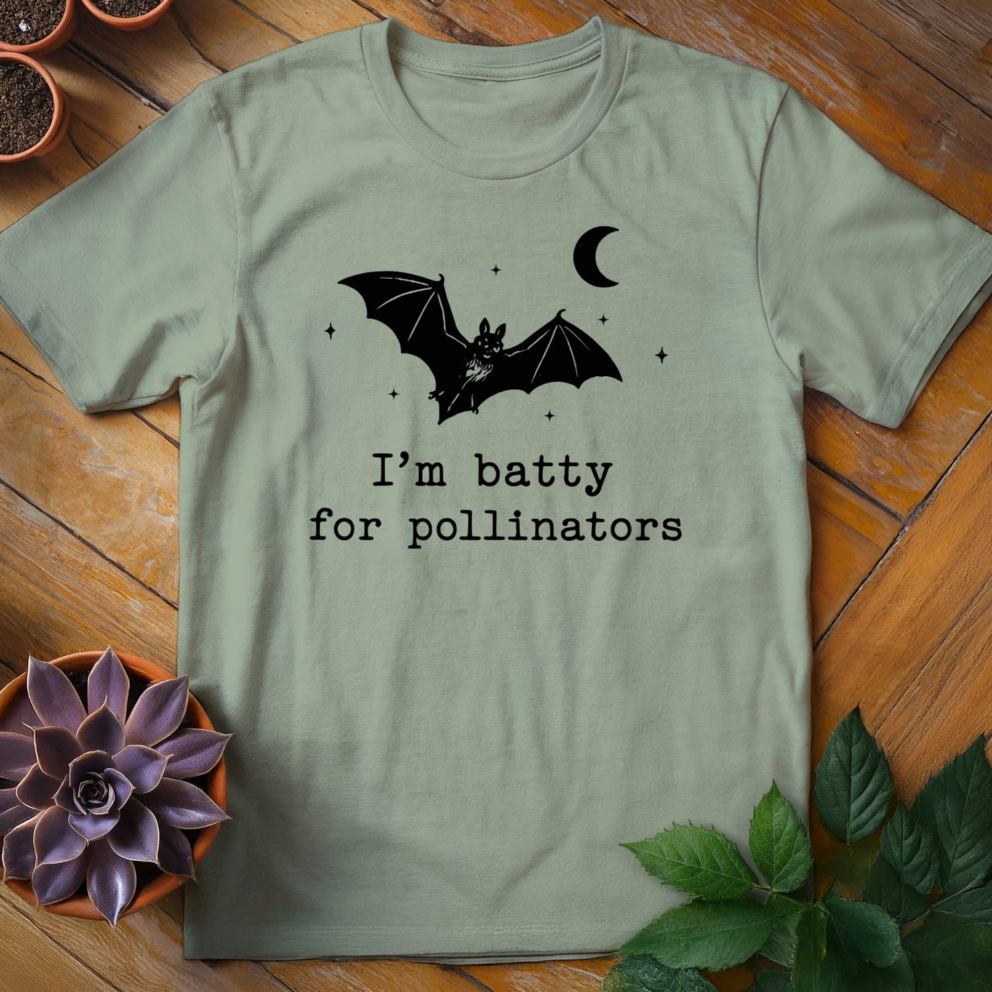 Batty for Pollinators Tee T-Shirt Sage / S