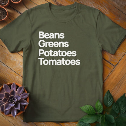 Beans Greens Potatoes Tomatoes Tee T-Shirt Military Green / S