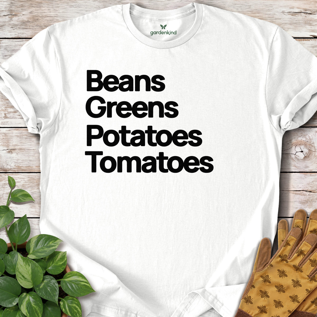 Beans Greens Potatoes Tomatoes Tee, White