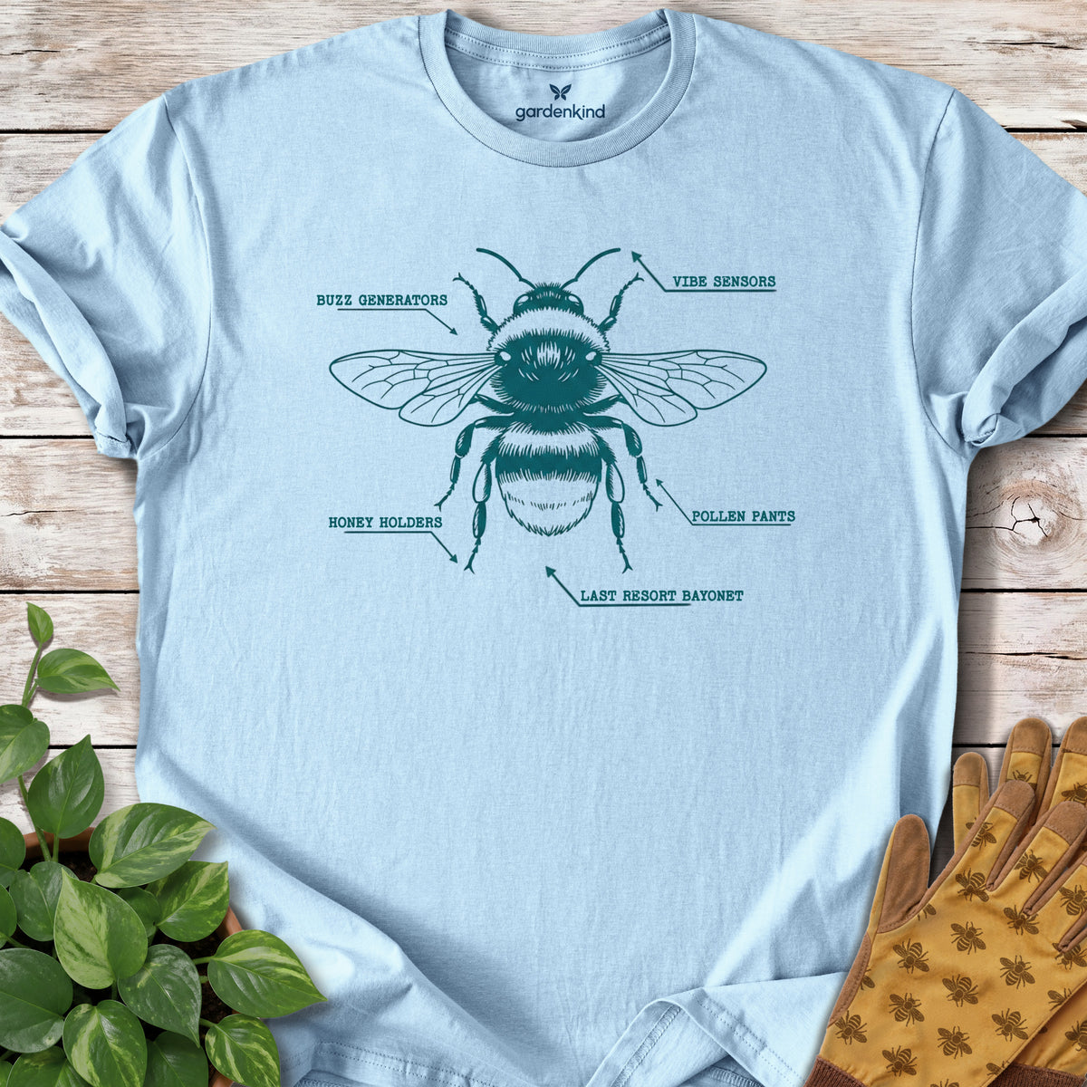 Bee Anatomy Tee, Light Blue