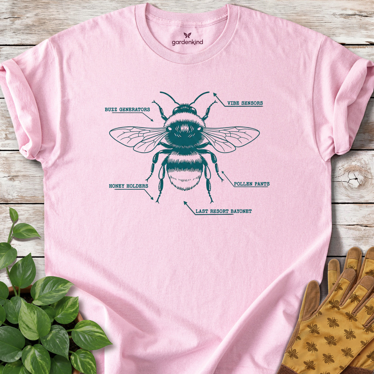 Bee Anatomy Tee, Light Pink
