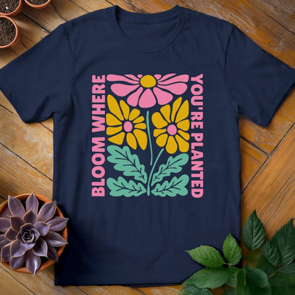 Bloom Where You're Planted Tee T-Shirt Navy / S