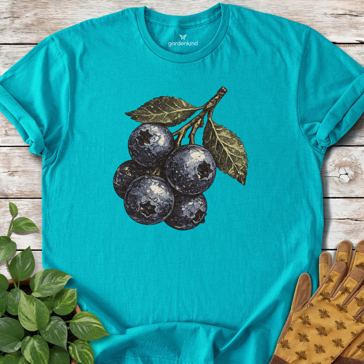 Blueberries Tee, Tropical Blue