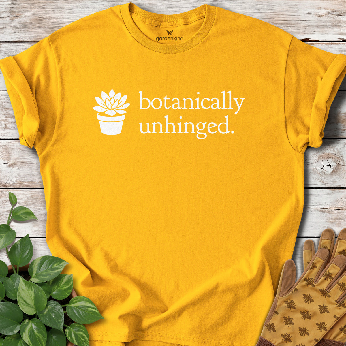 Botanically Unhinged Tee, Gold