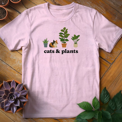 Cats & Plants Icons Tee T-Shirt Light Pink / S