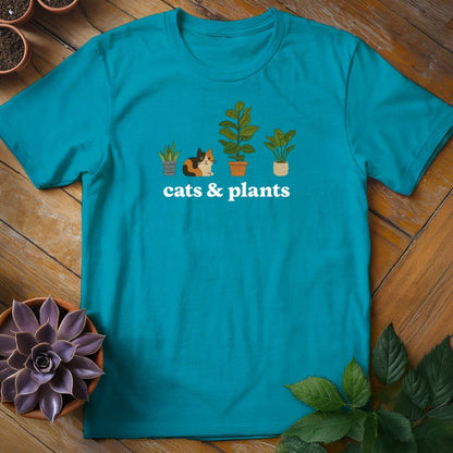 Cats & Plants Icons Tee T-Shirt Tropical Blue / S