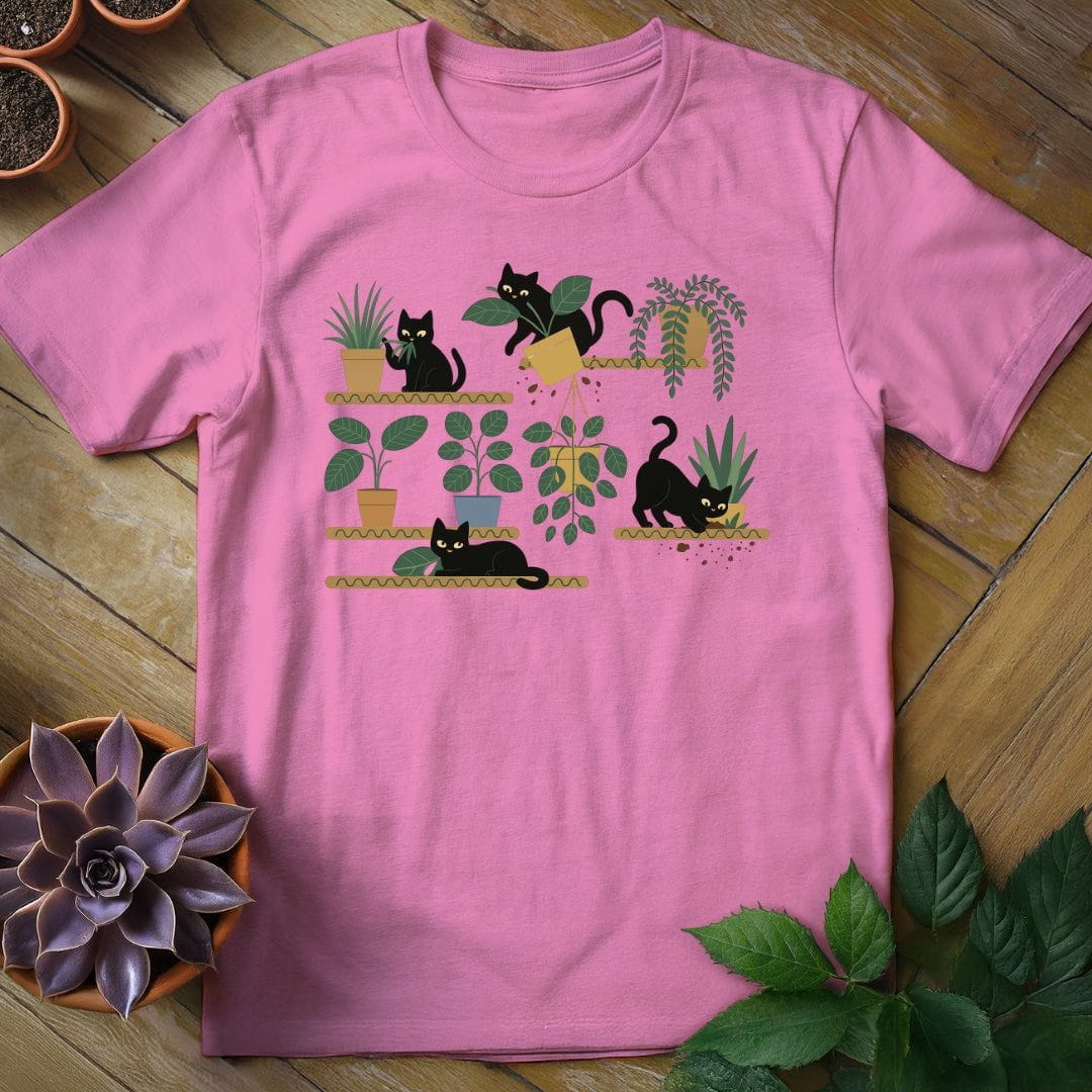 Cats & Plants Shelves Tee T-Shirt Azalea / S