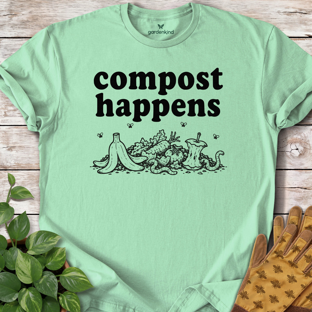 Compost Happens Tee, Mint Green