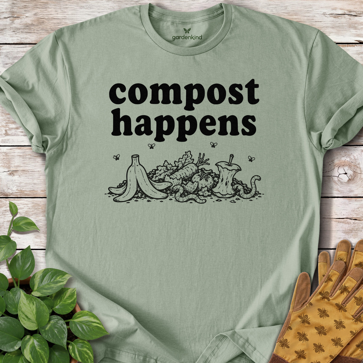 Compost Happens Tee, Sage