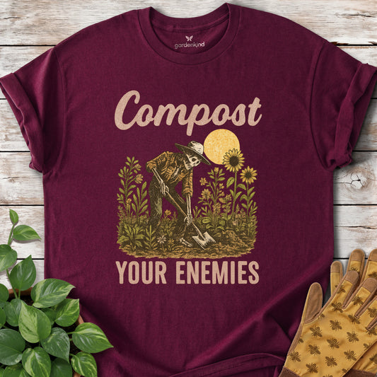Compost Your Enemies Tee, Maroon