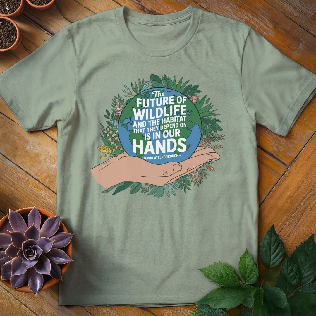 David Attenborough Quote Tee T-Shirt Sage / XL