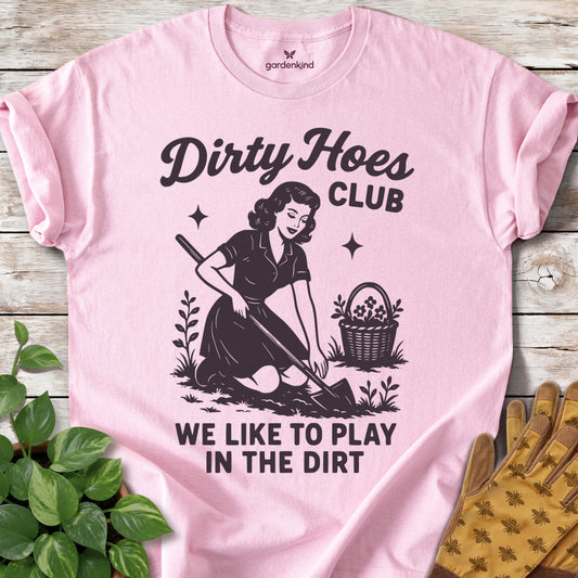 Dirty Hoes Club Tee, Light Pink