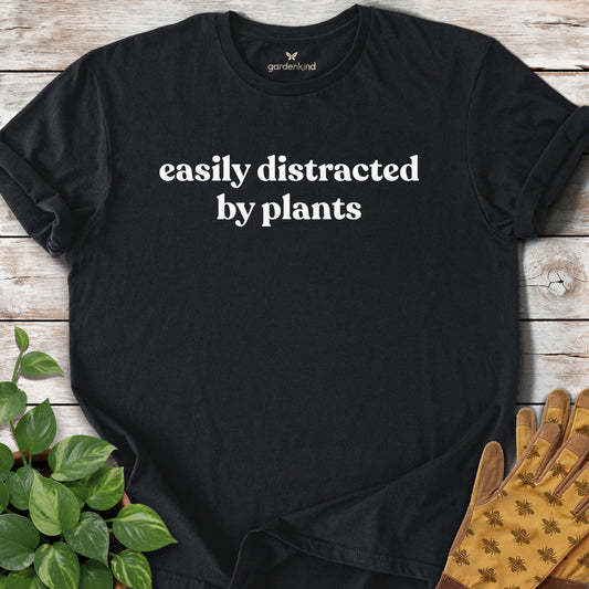 Easily Distracted By Plants Tee, Black