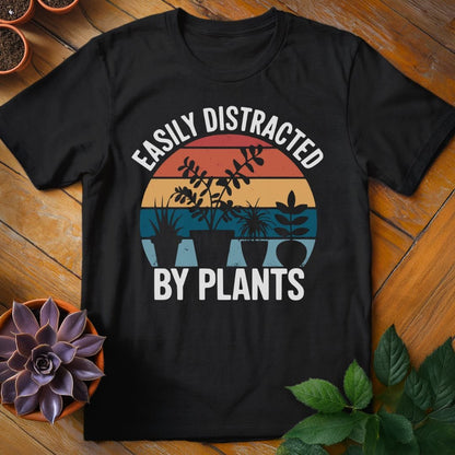 Easily Distracted by Plants Tee T-Shirt Black / S