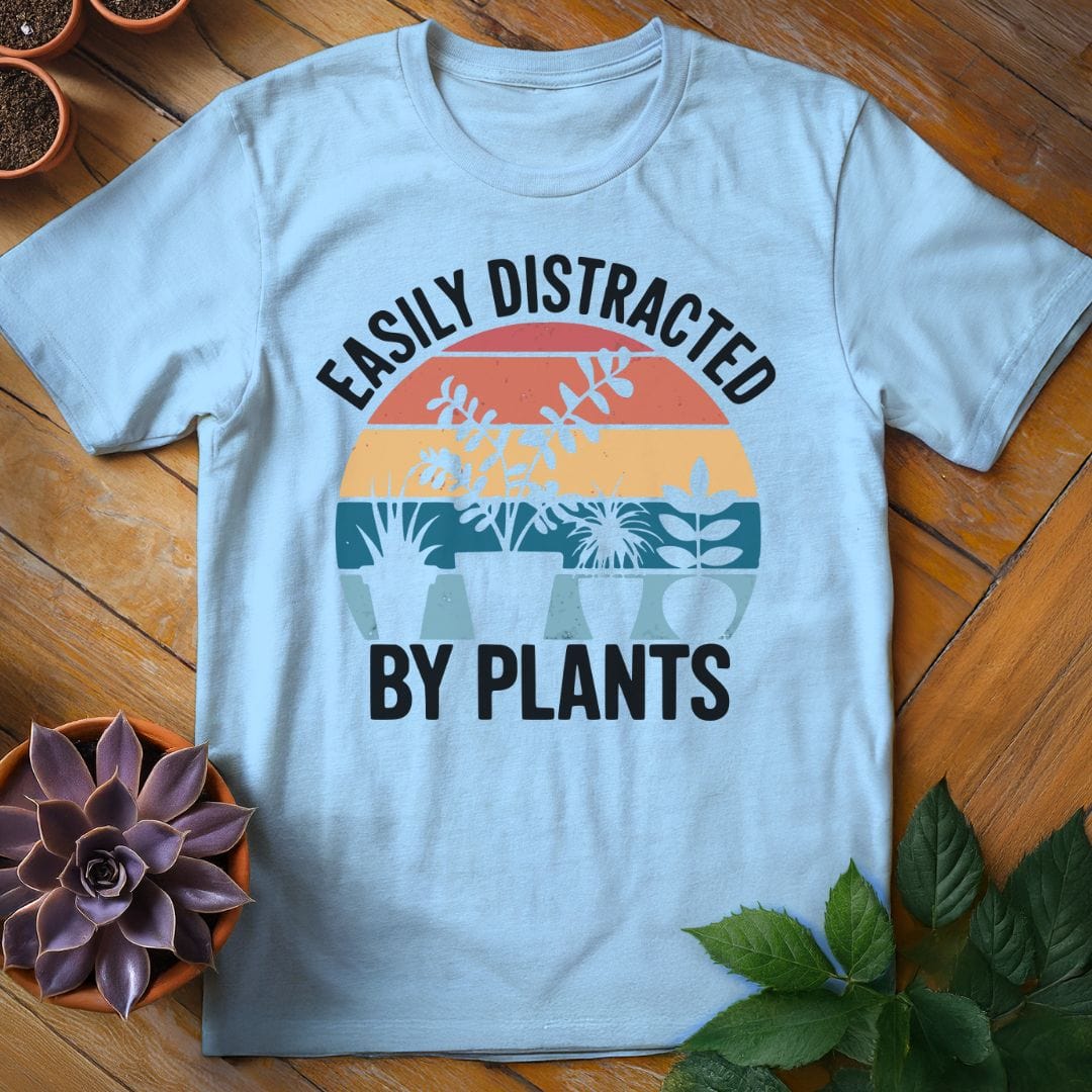 Easily Distracted by Plants Tee T-Shirt Light Blue / S