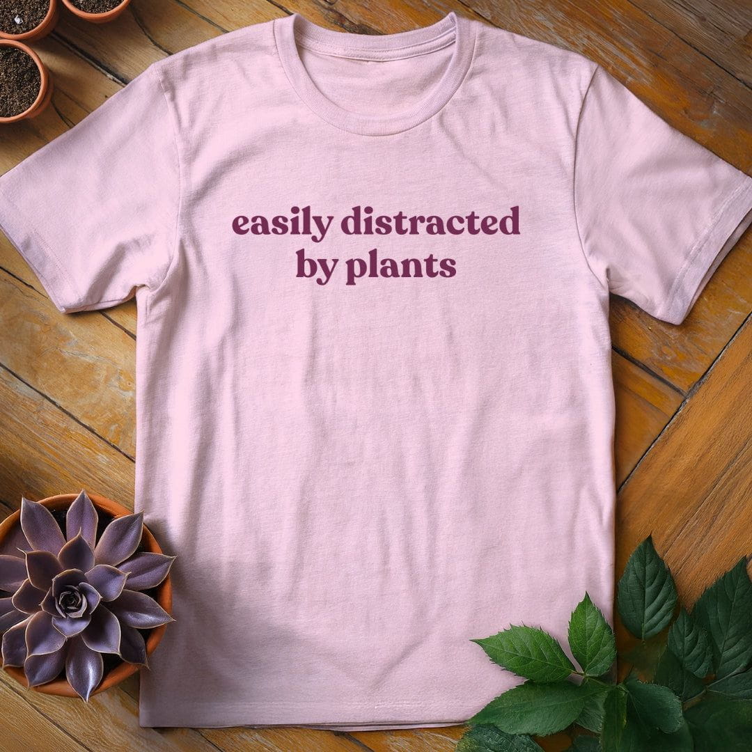 Easily Distracted By Plants Tee T-Shirt Light Pink / S
