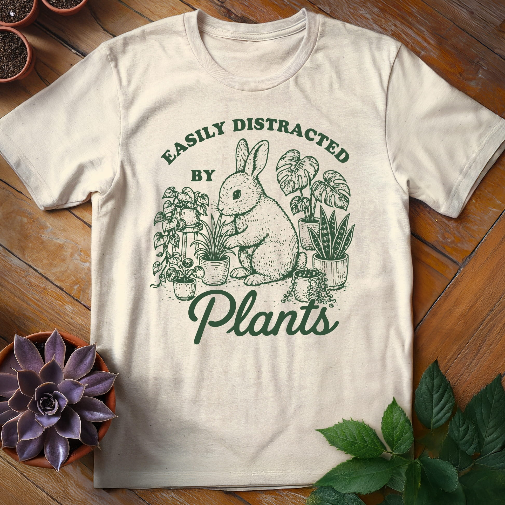Easily Distracted by Plants Tee T-Shirt Natural / S
