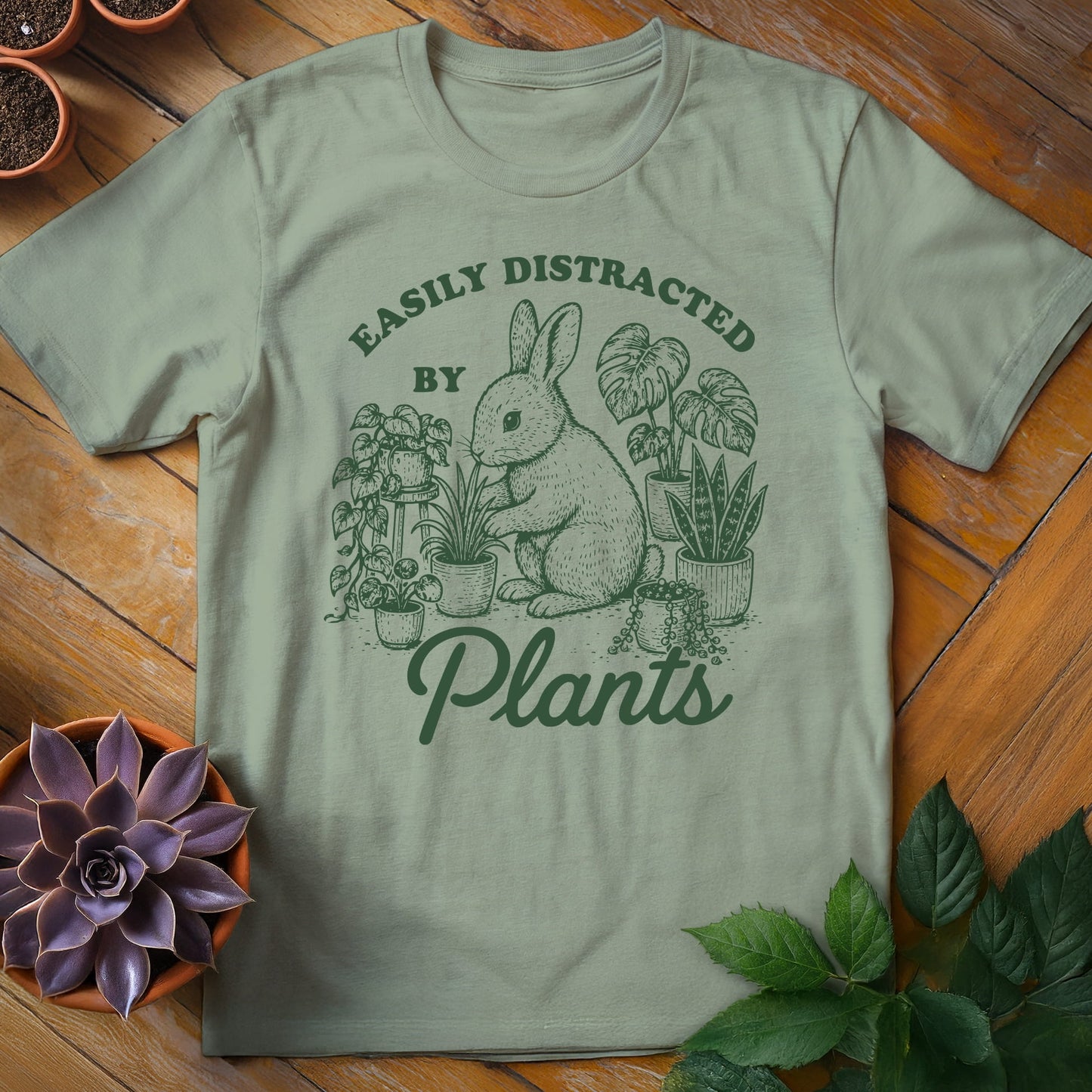 Easily Distracted by Plants Tee T-Shirt Sage / S