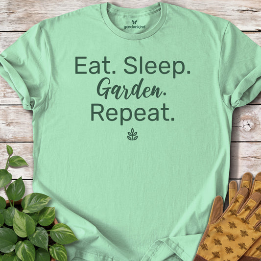 Eat Sleep Garden Repeat Tee, Mint Green