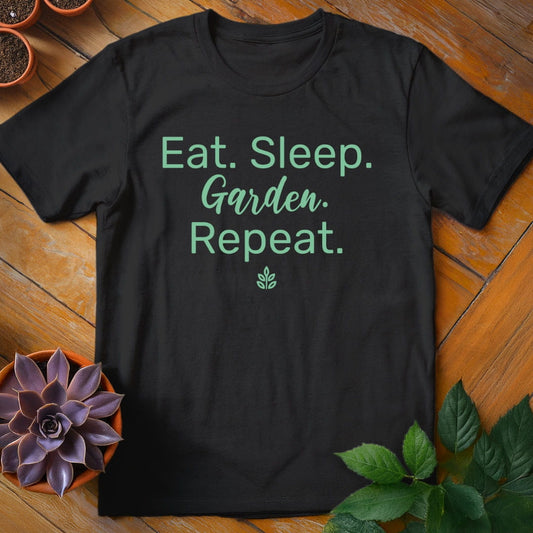 Eat. Sleep. Garden. Repeat. Tee T-Shirt Black / S