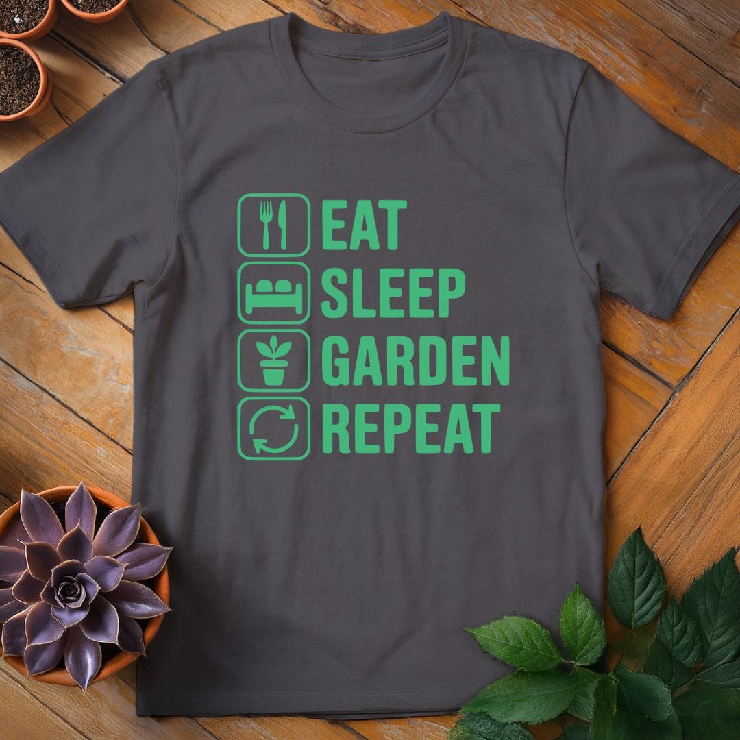 Eat. Sleep. Garden. Repeat. Tee T-Shirt Charcoal / S