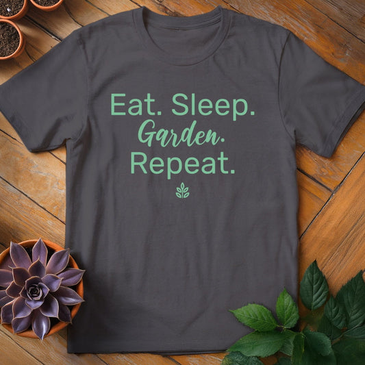 Eat. Sleep. Garden. Repeat. Tee T-Shirt Charcoal / S