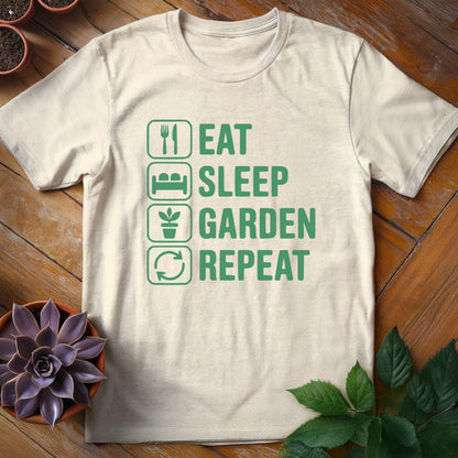 Eat. Sleep. Garden. Repeat. Tee T-Shirt Natural / S