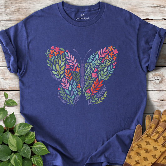 Flower Butterfly Tee, Metro Blue
