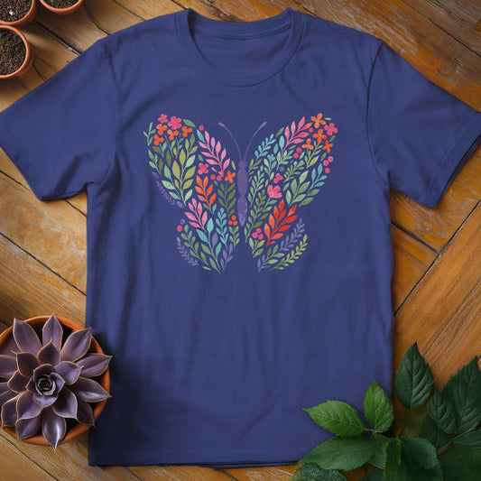 Flower Butterfly Tee T-Shirt Metro Blue / S