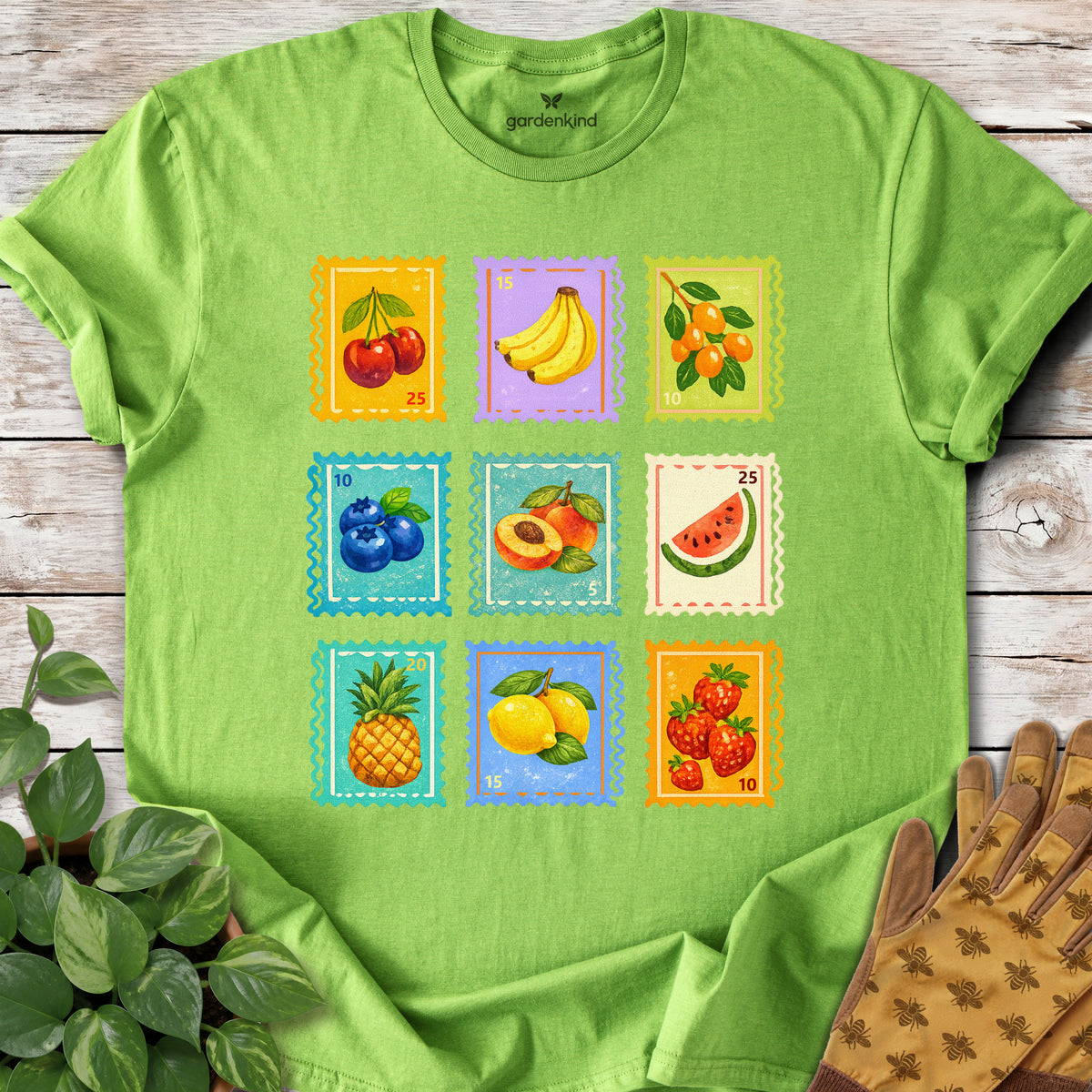 Fruit Stamps Tee, Lime