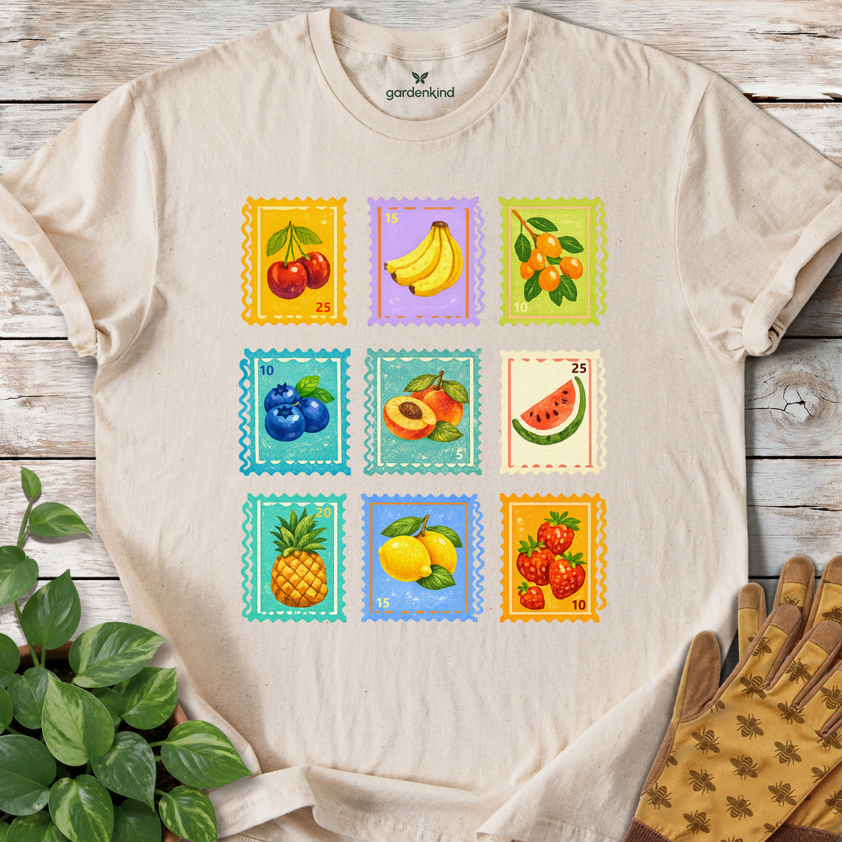 Fruit Stamps Tee, Natural
