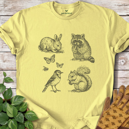 Garden Animals Tee, Cornsilk