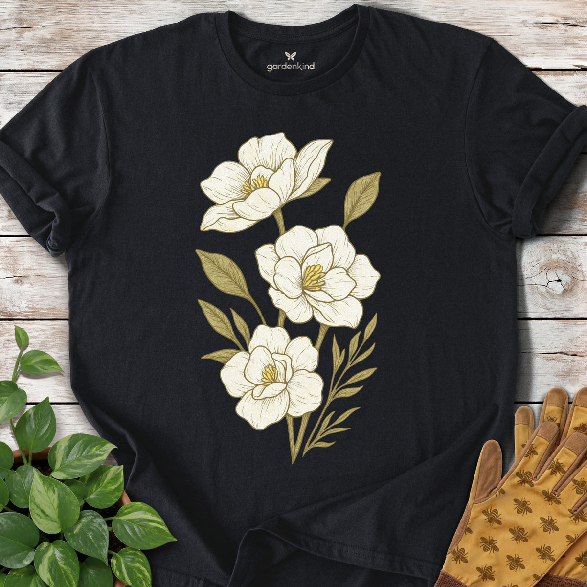 Gardenias Tee, Black