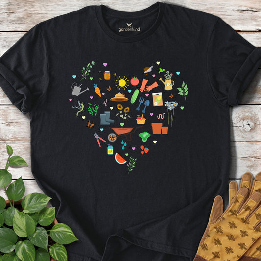 Gardening Heart Tee, Black