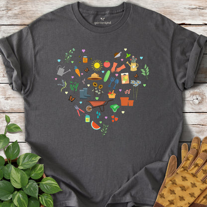 Gardening Heart Tee, Charcoal