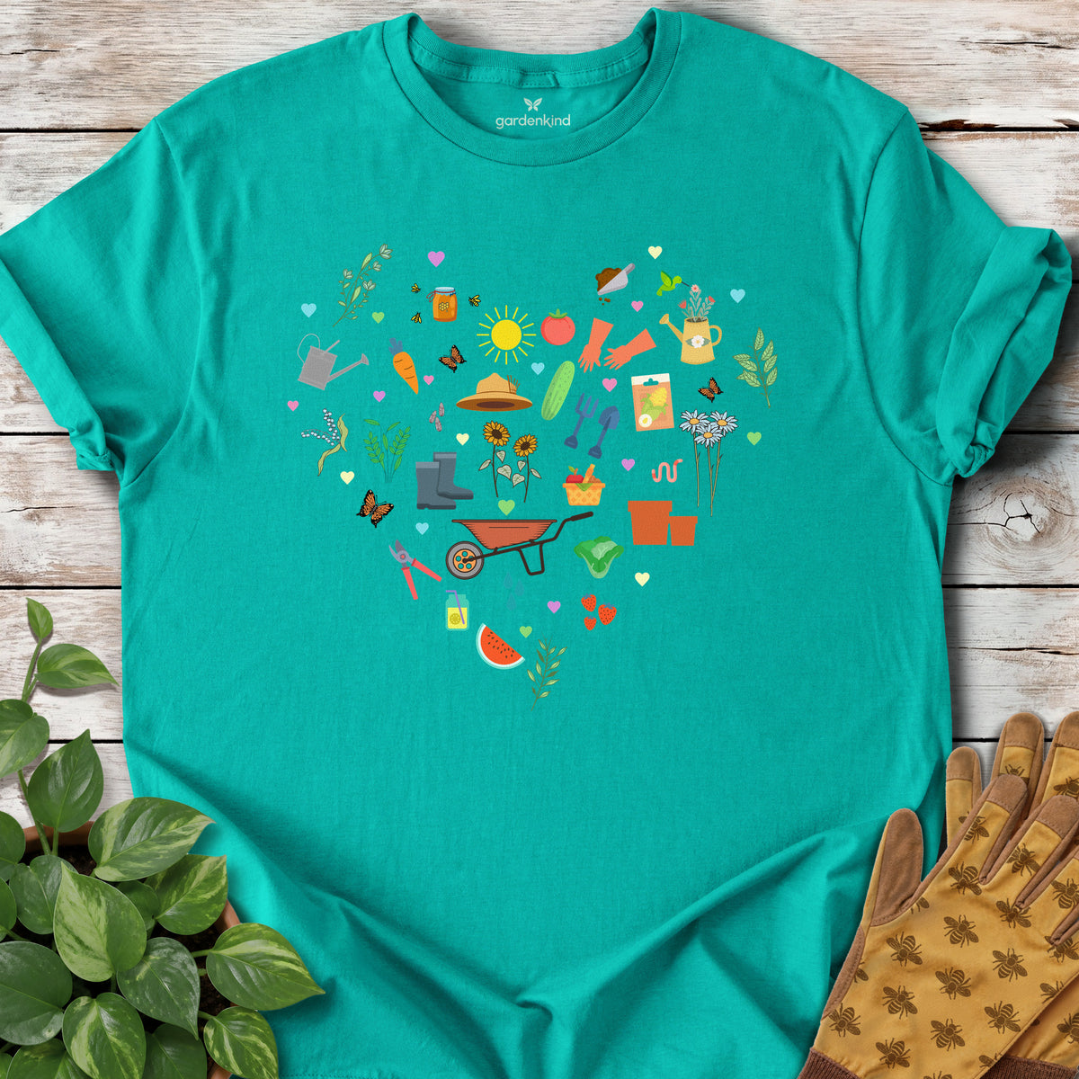 Gardening Heart Tee, Jade Dome