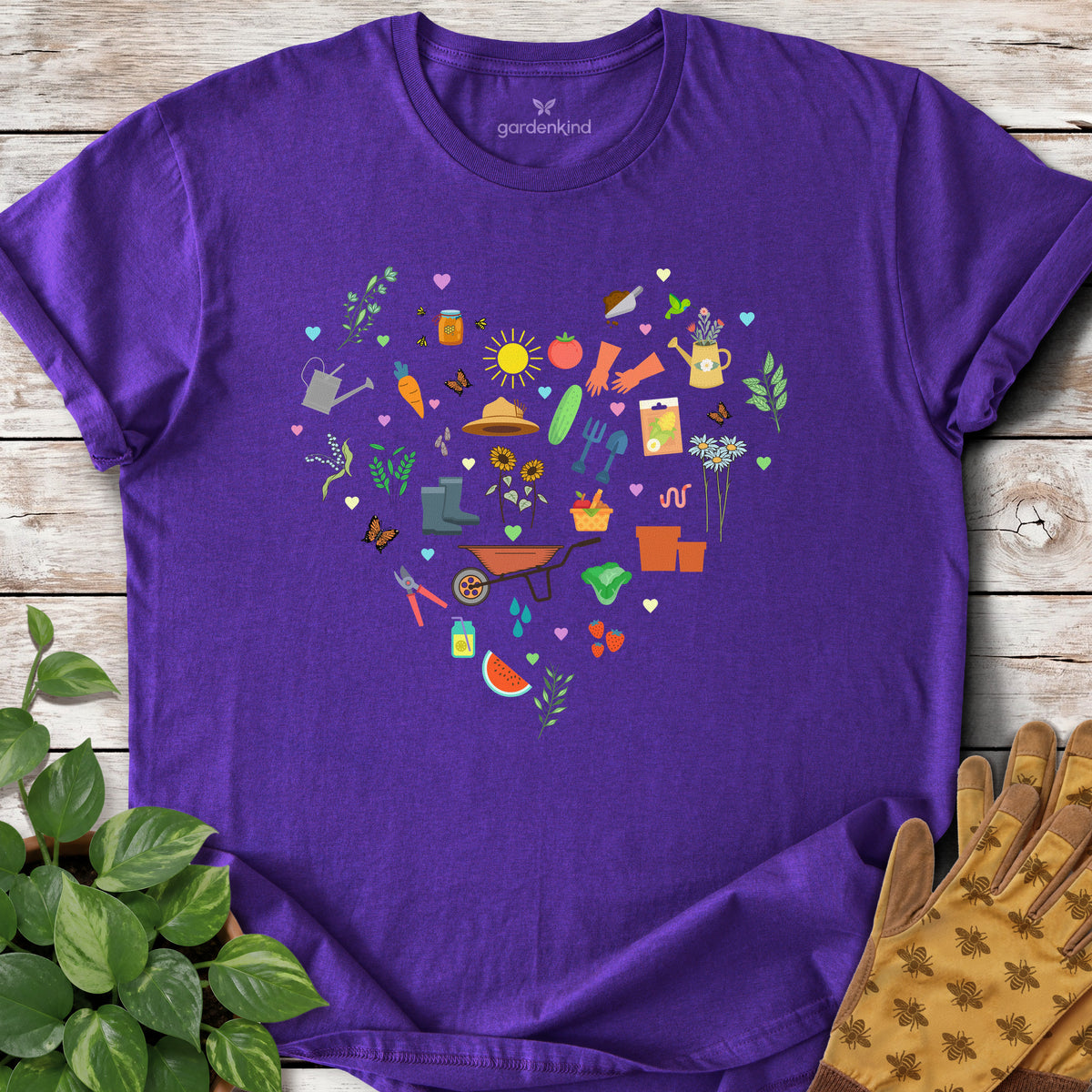 Gardening Heart Tee, Purple