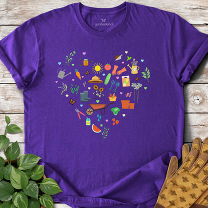 Gardening Heart Tee, Purple
