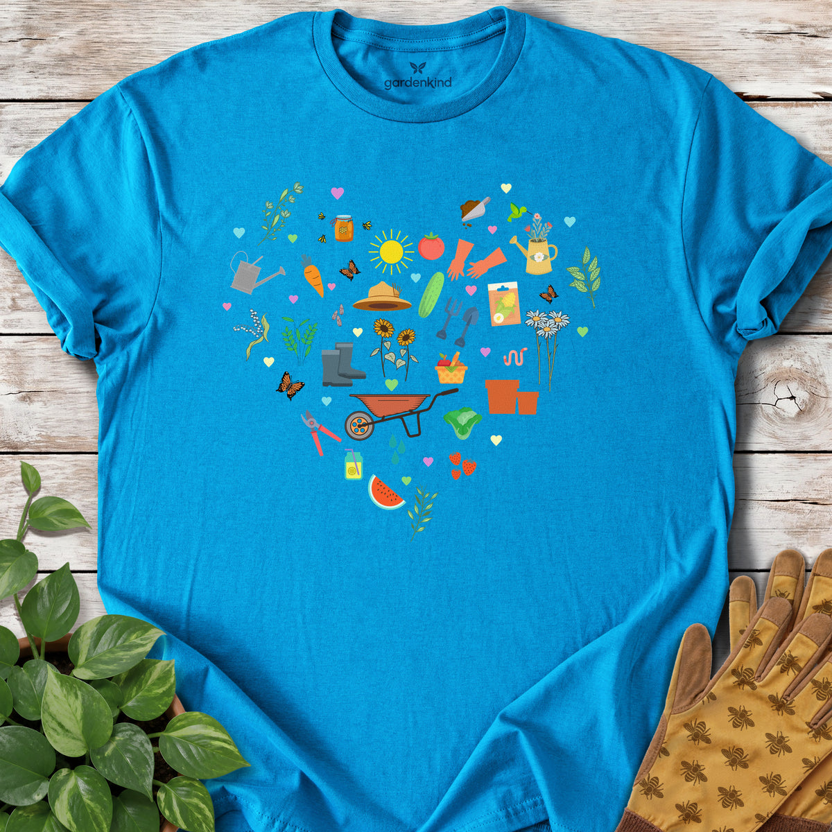Gardening Heart Tee, Sapphire
