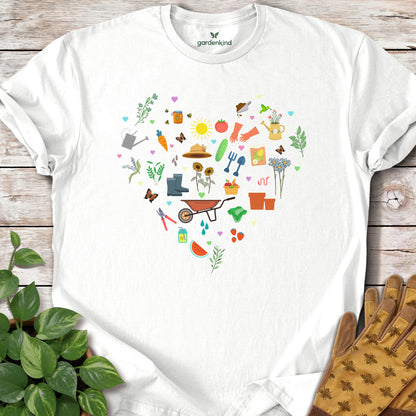 Gardening Heart Tee, White