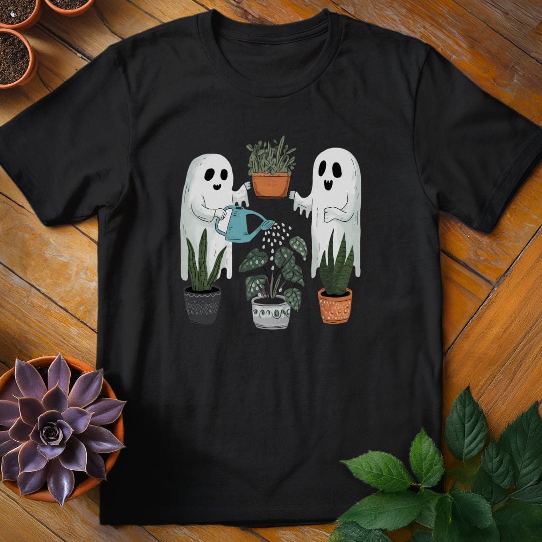 Ghosts Watering Plants Tee T-Shirt Black / S
