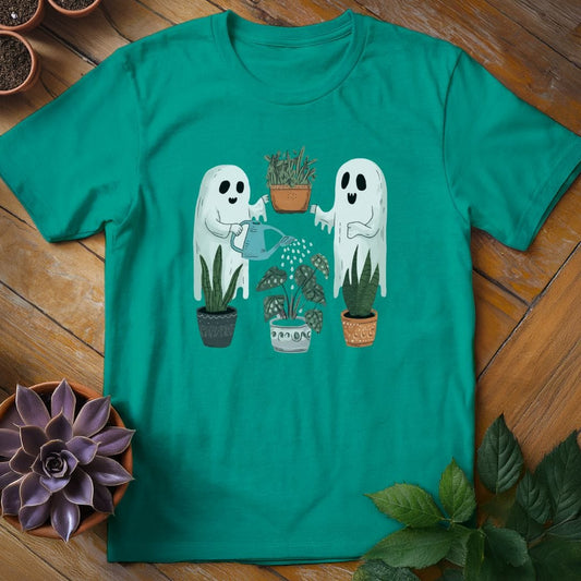 Ghosts Watering Plants Tee T-Shirt Jade Dome / S