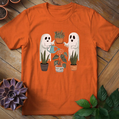 Ghosts Watering Plants Tee T-Shirt Orange / S