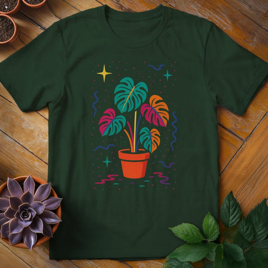Groovy Monstera Tee T-Shirt Forest Green / S